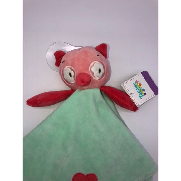 New Taggies Green With Pink Owl Baby Security Blanket Lovey Sensory Toy - Picture 4 of 5